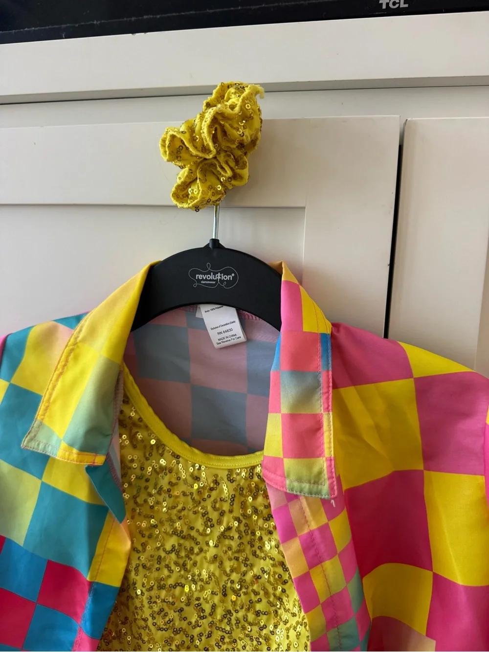 Kids Colorblock Sequin Dance Costume - Yellow, Pink, Blue